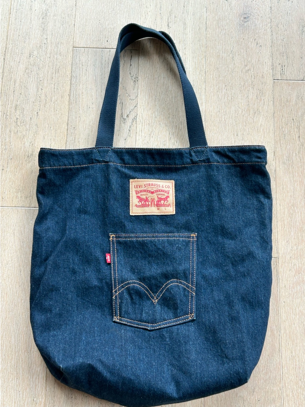 Levi's Indigo Denim Tote with Front Pocket 15 x 16 inches